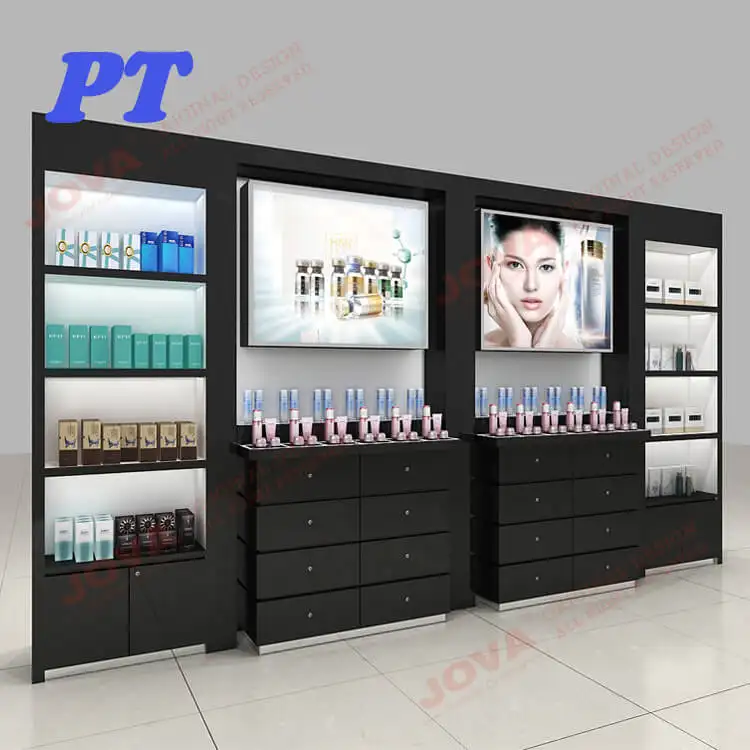 Beautiful Lighted Makeup Shop Stand Shelves Cosmetics Shelf Display For Shop