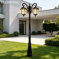 Lampes LED d'extérieur de style européen, étanches IP65, blanc chaud, pour jardin, à tête simple/double, noir/bronze antique, pour villa et pelouse