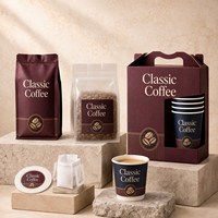 Kit de café portable pour l'extérieur avec boîte de transport, compatible réfrigérateur, filtre à café, sacs et gobelets en papier, idéal pour les voyages, personnalisation de marque par impression en héliogravure