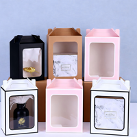 Boîte cadeau personnalisée avec fenêtre, finition mate, motif fleur de déesse, pliable en carton, pour anniversaire