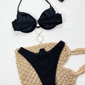 YY6342 cincin 2 potong Bikini putih cincin emas Bandeau Bikini - Product Image 3