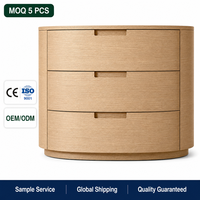 Table d'appoint ovale en bois fumé français pour salon, avec 3 tiroirs et poignée dissimulée, personnalisable OEM ODM