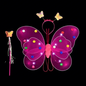 Ali di Farfalla Luminose per Costume da Bambina, Decorazione Posteriore con LED, Giocattoli, Meravigliosa Bacchetta Magica, Set da Fata dei Fiori per Feste di Compleanno - Product Image 5