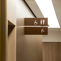 EZD Plaque de porte de toilettes en acier inoxydable avec icônes personnalisées, fixation latérale, pour bureaux et appartements