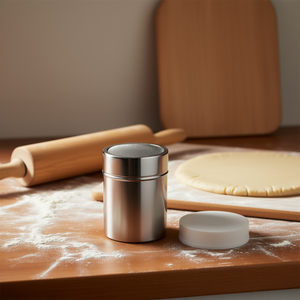 Saupoudreuse à sucre en acier inoxydable avec couvercle en maille inclus, outil de pâtisserie - Product Image 3
