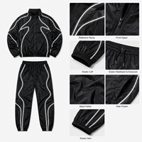 Veste et pantalon de jogging en nylon avec logo personnalisé, imperméables, coupe-vent, respirants, réfléchissants, ensembles de survêtements pour hommes