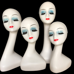 Maniquí de Cabeza Femenina <span class=keywords><strong>sin</strong></span> Rostro para Peinados, Cabeza de Maniquí con Cuello Largo Negro en Oferta - Product Image 3