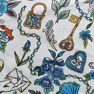 Nouveau tissu popeline 100% coton tissé à imprimé floral tatoué, respirant, pour robes, jupes, chemisiers, sacs artisanaux, housses de coussin pour garçons - Product Image 3