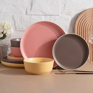 Kitchen Dishes Porcelain Dinnerware <b>Sets</b> Eco Friendly Modern Style Black Reactive Glazed <b>Microwave</b> Safe Stoneware Tableware - Product Image 6