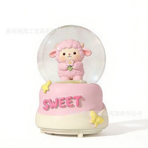 Cute Sheep Crystal Music <b>Box</b> Round Plastic Rotating <b>Sweet</b> Decor For Desk Or <b>Gift</b> - Product Image 1