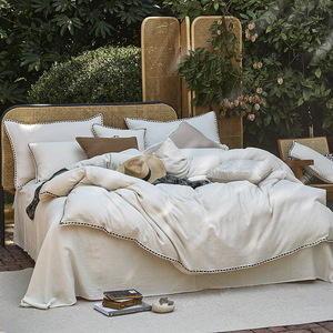 Juego de Ropa de Cama de Algodón y Lino, 20% Lino, Jacquard, Color Sólido, Transpirable, para Uso Doméstico, 4 Piezas, Estilo Sábana - Product Image 2