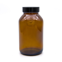 Pot en verre ambré à large ouverture multi-tailles 60/100/500 ml - Goutte à goutte plate pour le stockage de capsules, de pilules et de produits pharmaceutiques