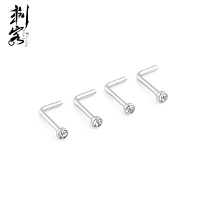 316L Surgical Steel L Shaped Crystal Nose Stud <strong>Indian</strong> Nose <strong>Ring</strong> - Product Image 6