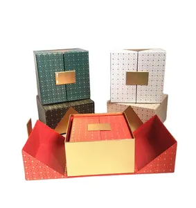 Spot square flower box set of 2 golden Mosaic flowers gift box with hand gift box