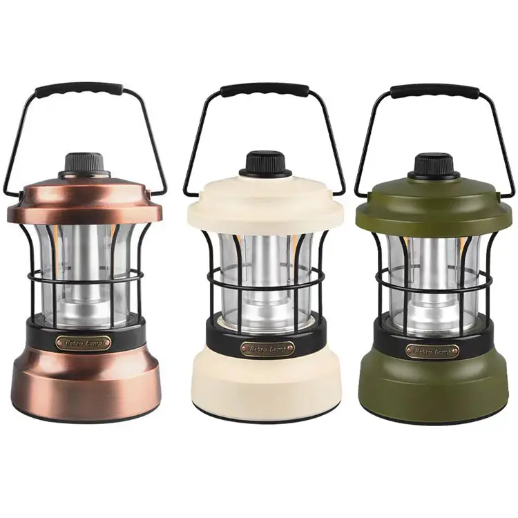 New type waterproof high quality portable retro outdoor led vintage atmosphere light usb rechargeable hanging camping lantern