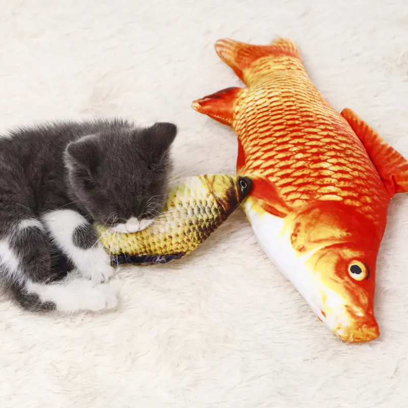 Amazon's new style fish cat toy pet plush simulation fish mint funny cat toy