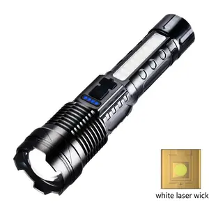 20000 Lumen Laser Light Flashlight Side Led Red Light Work Lights Zoom Focus Rechargeable Hand Torch With Power Display