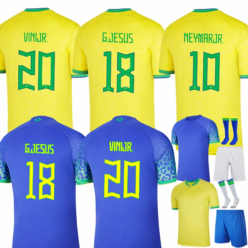 Hot Sale 2022 Thai Quality Football Shirt World Selection Brazil Soccer Jersey Home Yellow Away Blue National Team Kit