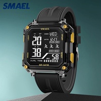 SMAEL 8129 Wasserdichte 5BAR Chronograph Stoppuhr Taucher-Alarm Doppel-Sport Quadratische Digitaluhr Unisex Luxus 43mm Silikonarmband