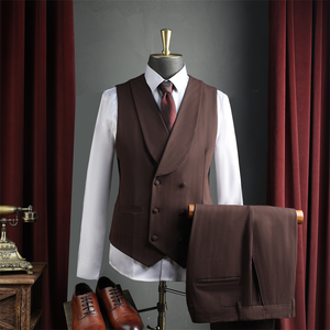 Costume Homme Croisé Rouge Haut de Gamme, Style Affaires Décontracté, Ensemble de Mariage Formel pour Témoin, Coupe Slim, Braguette Zippée, Tissu en Laine Peignée - Product Image 6