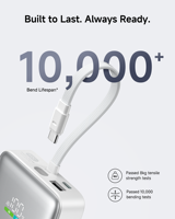 Batterie externe portable Neoseek 20000 mAh, charge rapide 100 W, câble Type-C intégré, conforme aux réglementations de transport aérien