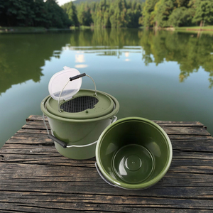 Cubo de Pesca Duradero de Plástico Aislado de Doble Capa con <span class=keywords><strong>Tapa</strong></span> Transparente para Carnada Viva - Accesorios de Pesca para Exteriores - Product Image 6