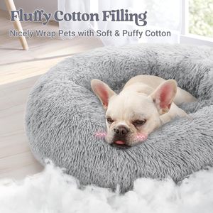 Manufacturer Wholesale pink Solid Fashion Eco-Friendly Luxury Donut Square <b>Plush</b> Dog Pet <b>Cat</b> Bed Carton - Product Image 2