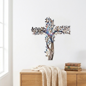 Décoration murale en fer forgé artisanale, style moderne minimaliste, croix chrétienne et <span class=keywords><strong>arbre</strong></span> <span class=keywords><strong>de</strong></span> <span class=keywords><strong>vie</strong></span>, pour dropshipping - Product Image 3