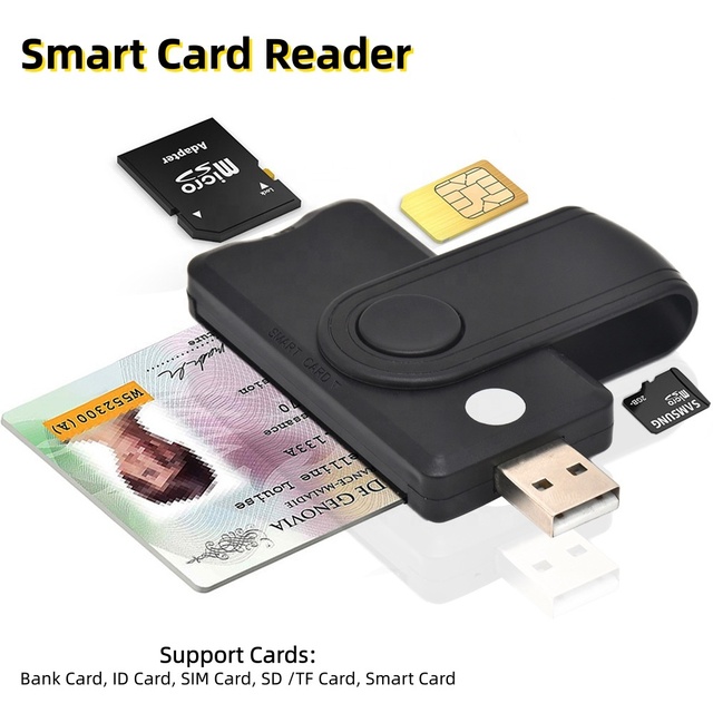Foldable USB2.0 Smart ISO7816 EMV DNI ID Compatible SD TF SIM 4-in-1 Memory Card Reader/Writer 480Mbps for Laptop/Desktop Card