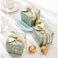 Emballage de luxe or argent pour fête d'anniversaire et mariage boîte cadeau en papier pailleté boîtes de bonbons sucrés avec ruban pour enfants invités
