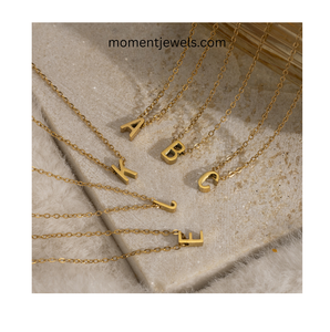 personalized <b>initial</b> pendant square design 18k gold plated stainless steel simple jewelry gift for women - Product Image 3