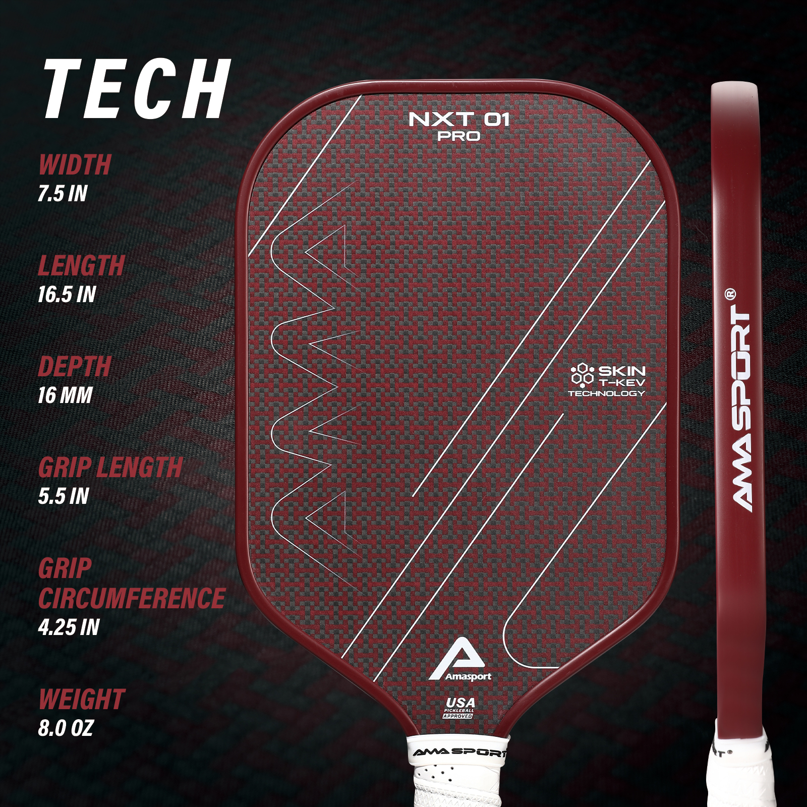 AMASPORT NXT 01 Pro ピックルボールラケット 2024 AMASPORT NXT 01 PRO Pickleball Paddle - Superior