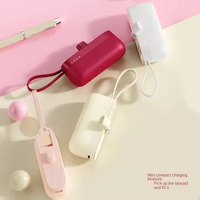 Chargeur de téléphone portable compact ultra-mince 5000 mAh, mini-capsule, charge rapide 10W, indicateur de puissance, câble de charge inclus