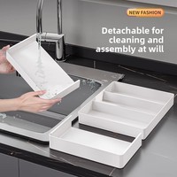 Accueil Couverts de cuisine Vaisselle et baguettes Organisateur de tiroir de bureau extensible en plastique Boîte de rangement