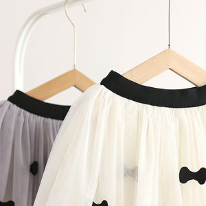 Niños Boutique Tutu Cintura Elástica Arco Apliques Niños Falda Niños Tul Faldas Plisadas para Niñas 2-10YR Niño Pequeño Blanco Tutu Falda - Product Image 3