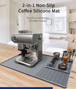 Square 2-in-1 Silicone Coffee Machine Pad, Household <b>Bar</b> Counter Draining Anti-slip Coffee Powder <b>Mat</b> - Product Image 3