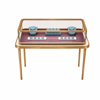 Vitrine de présentation de bijoux en verre éclairée par LED, comptoir en acier inoxydable pour bijouterie, vente en gros