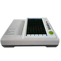 Electrocardiógrafo Portátil de 12 Canales con Pantalla Táctil de 10.2 Pulgadas, Clase II, 12 Derivaciones, con Batería, Almacenamiento USB y SD para Hospitales y Clínicas