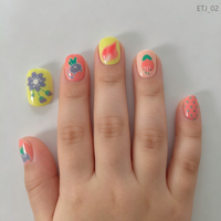 Prêt à expédier – 24 faux ongles autocollants pour enfants, pré-collés, non toxiques, motifs de dessins animés variés, vente en gros