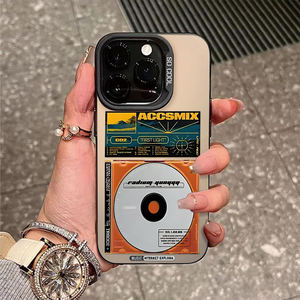 Coque de téléphone portable DIY en TPU motif <span class=keywords><strong>CD</strong></span> rétro pour iPhone 11-17, noir mat, peinture UV, anti-traces de doigts, antichoc, protection de l'objectif - Product Image 2