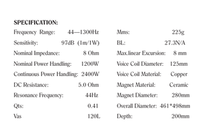 Subwoofer de Fibra de Carbono de 18 Pulgadas y 2400 Vatios Personalizado de Fábrica con Imán de 280 mm para Interiores y Exteriores - Product Image 3