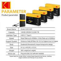 Disco Duro Externo Portátil KODAK SSD de 1 TB, X200 USB3.1 Tipo-C, Almacenamiento Móvil Mini SSD de 256 GB, 512 GB, 1 TB, 2 TB para PC, Portátiles y PS4