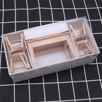 Meubles miniatures pour maison de poupée, table à manger et chaise en bois, décoration classique pour maison miniature 1/12, accessoires pour poupées, cadeau DIY