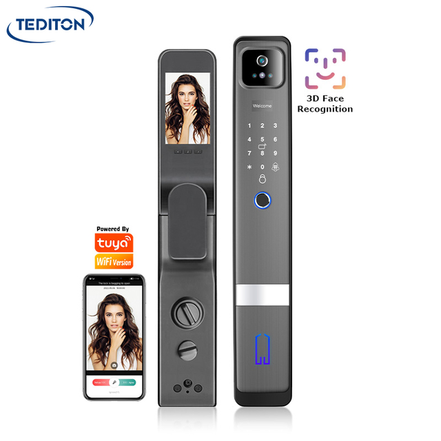Waterproof Face Recognition Smart Door Lock With Camera Cerradura Wifi Biometric Fingerprint Security Fully Automatic Smart Lock