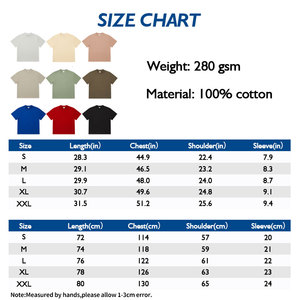 T-shirt en coton pour hommes 280GSM double fil, petit décolleté surdimensionné et lourd - Product Image 4