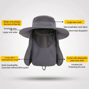 Quick Dry Nylon <b>Mens</b> Outdoor <b>Sun</b> With Face Neck Flap Uv Protection Wide Brim Fishing <b>Hat</b> Tiene for Hiking Safari Upf 50+ - Product Image 3