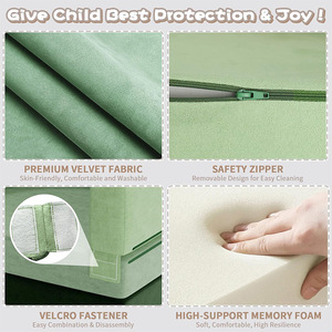 Canapé pour enfants avec ottoman en tissu, siège en mousse haute élasticité, pour chambre d'enfant, mobilier de salle de jeux, couleur personnalisable - Product Image 4