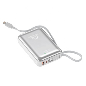 Banque d'alimentation mobile personnalisée avec logo, 20000 mAh, 22,5 W PD, <span class=keywords><strong>batterie</strong></span> <span class=keywords><strong>externe</strong></span>, charge rapide, avec câble pour téléphone, légère - Product Image 2