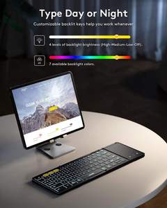 Clavier Bluetooth multi-appareils avec pavé tactile rétroéclairé, clavier Bluetooth miniature pliable pleine taille - Product Image 5