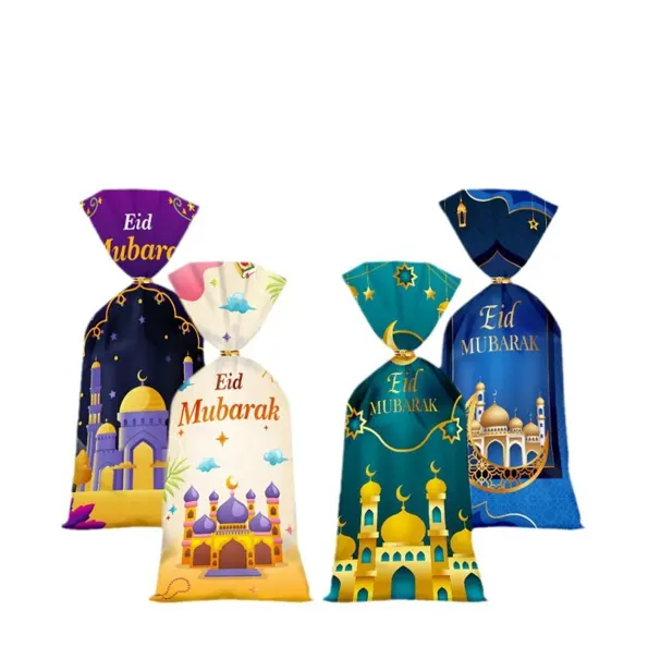 50 Uds. Bolsas de regalo Eid Mubarak bolsa de dulces para galletas bolsas de almacenamiento para fiestas islámicas de Ramadán